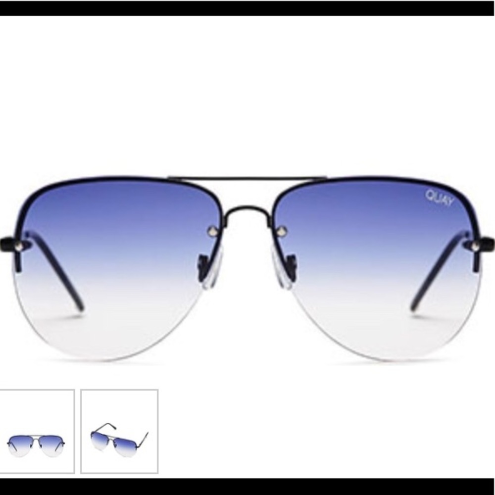 Quay Sunglasses in Black with Navy Fade Lens